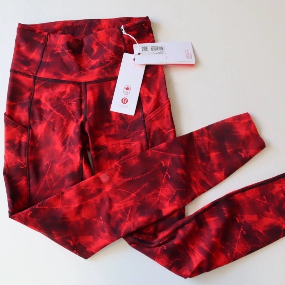 Lululemon Team Canada Olympics Fast and Free 28” Leggings in Metaphoric Glow Red